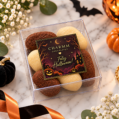 Halloween Premium | Caixinha Personalizada com Bolachinhas Paradise – Brinde Corporativo