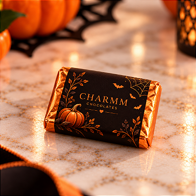 Halloween Premium | Mini Tablet de Chocolate Personalizado para Empresas e Eventos