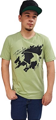 Camiseta de Algodão Masculina Estampada Verde Tatanka