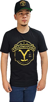 Camiseta de Algodão Masculina Yellowstone Preta Tatanka