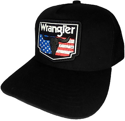 Boné Wrangler Original Unissex Trucker com Bordado - Preto