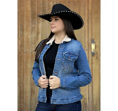 Jaqueta Jeans Wrangler Feminina Forrada Lã