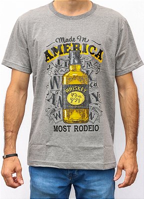 Camiseta de Algodão Masculina Whiskey Cinza Most Rodeio