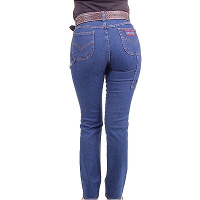 Calça Jeans Feminina Carpinteira Strech Azul Escuro Alabama