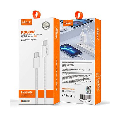 Cabo Tipo-C Tipo-C 60w 1 metro Para Celular/ Notebook/ Tablet/ Console/ Outros