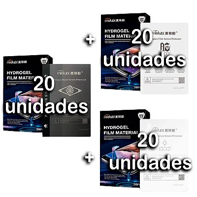 Kit Película Hidrogel P Maquina 20 Clear+20 Matte+20 Privacy