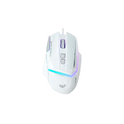 Mouse Gamer Com Fio Para Jogo Led Rgb 12800dpi Branco/cinza