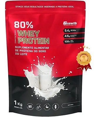 (top) Whey Protein Concentrado 80% 1kg - Growth Suplementos