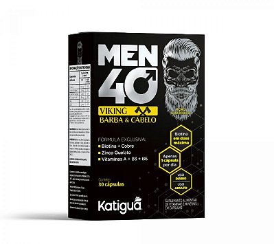MEN 40 VIKING 500MG 30CAPS - Barba e cabelo Katiguá