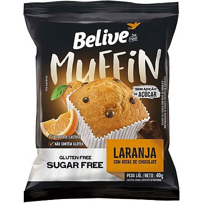 Muffin Laranja com Gotas de Chocolate Zero(Acucar, Lactose e Gluten) - 40g - BeLive