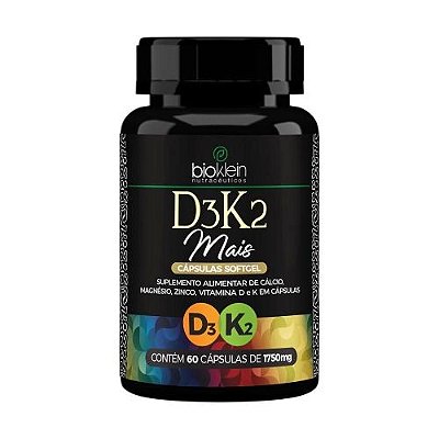D3K2 Mais Calcio Magnesio e Zinco 60 Capsulas - Bioklein
