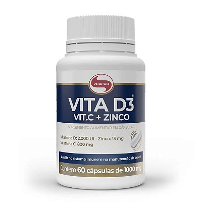 Vitamina D3 + C + Zinco 60 cápsulas de 1000mg Vitafor