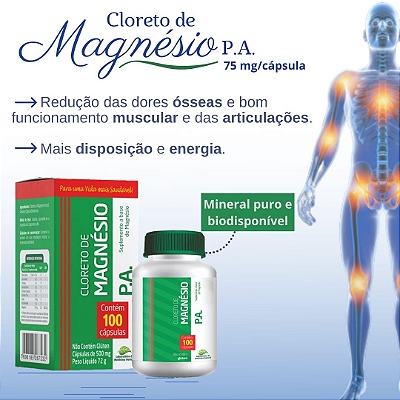 Cloreto de Magnésio P.A 500mg 100caps Medicina Natural