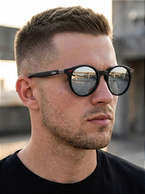 ÓCULOS DE SOL ITÁLIA POLARIZADO - PRATA ESPELHADO COM PRETO