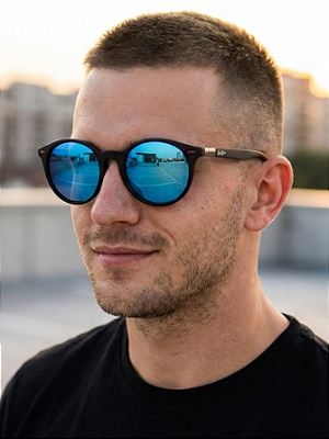 ÓCULOS DE SOL ITÁLIA POLARIZADO - AZUL ESPELHADO COM PRETO