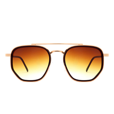 ÓCULOS DE SOL ARIZONA - HEXAGONAL - MARROM DEGRADÊ C/ DOURADO