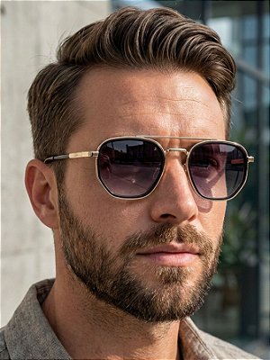 ÓCULOS DE SOL ARIZONA - HEXAGONAL - PRETO DEGRADÊ C/ DOURADO