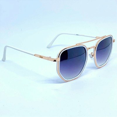 ÓCULOS DE SOL ARIZONA - HEXAGONAL - BRANCO DEGRADÊ C/ DOURADO