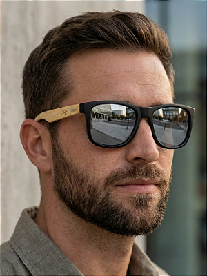 ÓCULOS DE SOL SAN BERNARDINO POLARIZADO - PRATA ESPELHADO COM BAMBU