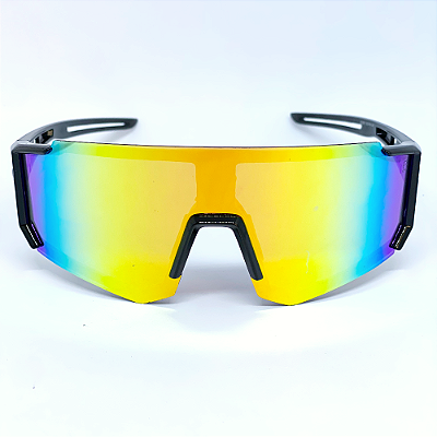ÓCULOS DE SOL ESPORTIVO ICE - PRETO C/ LARANJA ESPELHADO