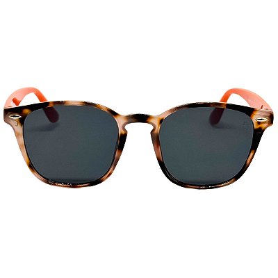 ÓCULOS DE SOL SUMMER - ANIMAL PRINT, HASTE LARANJA C/ PRETO