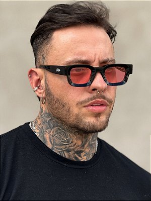ÓCULOS DE SOL DETROIT - PRETO C/ VERMELHO