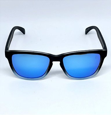 ÓCULOS DE SOL ESPORTIVO ZOOM POLARIZADO - PRETO DEGRADÊ C/ AZUL ESPELHADO