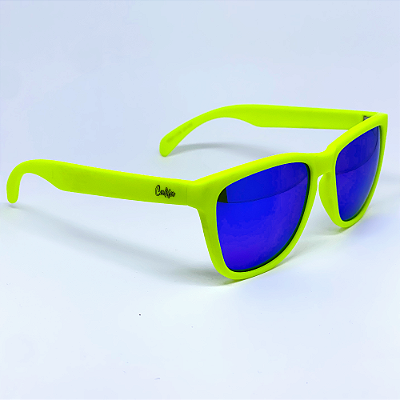 ÓCULOS DE SOL ESPORTIVO ZOOM - VERDE LIMÃO C/AZUL ESPELHADO