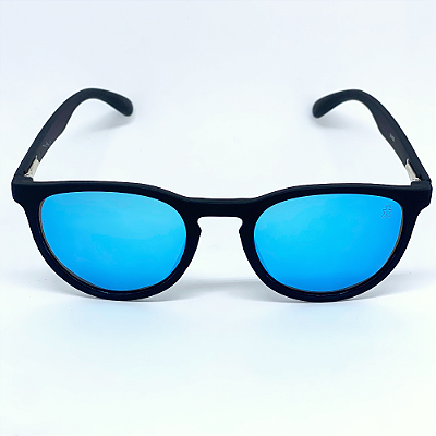 ÓCULOS DE SOL FIESTA POLARIZADO - PRETO COM AZUL ESPELHADO