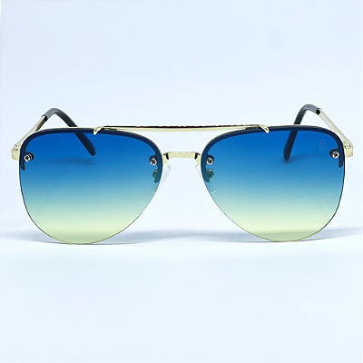 ÓCULOS DE SOL AVIADOR HOLY - AZUL C/ AMARELO DEGRADÊ