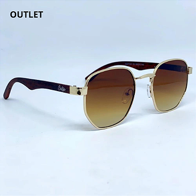 OUTLET - ÓCULOS HAWAI MARROM DEGRADÊ C/DOURADO E HASTE ESCURO (Pequenas Avarias)