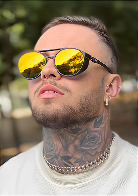 ÓCULOS DE SOL TOKYO - PRETO COM LARANJA ESPELHADO