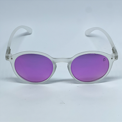 ÓCULOS DE SOL VIBES -TRANSPARENTE FOSCO C/ ROXO  (unissex)