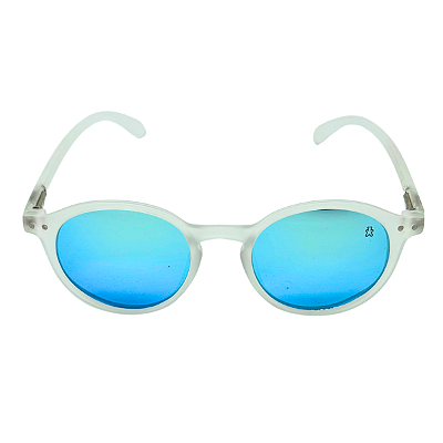 ÓCULOS DE SOL VIBES - TRANSPARENTE FOSCO C/ AZUL ESPELHADO  (unissex)