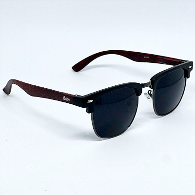 ÓCULOS DE SOL FRESNO WOOD - PRETO C/ HASTE MARROM ESCURO