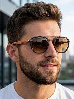 ÓCULOS DE SOL ARIZONA WOOD - MARROM DEGRADÊ C/ BAMBOO ESCURO