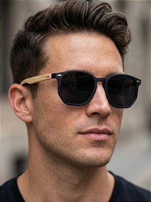 ÓCULOS DE SOL IPANEMA WOOD - PRETO C/HASTE CLARA