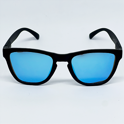 ÓCULOS DE SOL ESPORTIVO ZOOM - PRETO C/AZUL CLARO ESPELHADO
