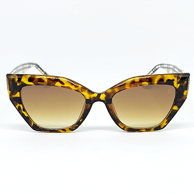 ÓCULOS DE SOL JULY - ANIMAL PRINT XADREZ C/ MARROM DEGRADÊ