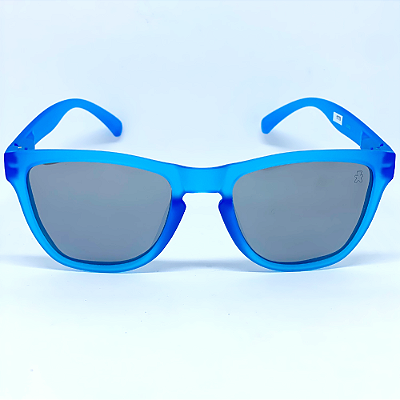 ÓCULOS DE SOL ESPORTIVO ZOOM POLARIZADO - PRATA ESPELHADO COM AZUL