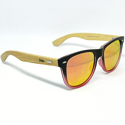 ÓCULOS DE SOL RIVIERA POLARIZADO - VERMELHO ESPELHADO COM BAMBU