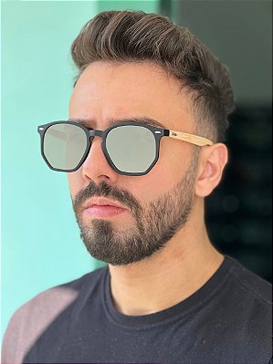 ÓCULOS DE SOL IPANEMA WOOD - PRATA ESPELHADO COM HASTE CLARA