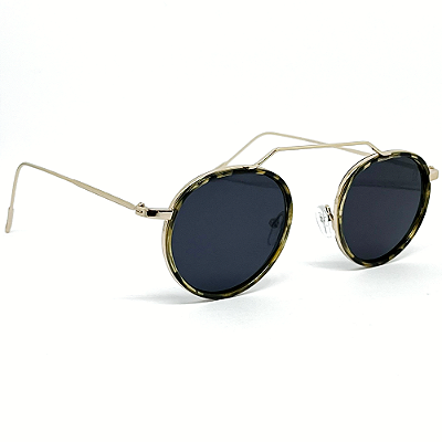 ÓCULOS DE SOL BRUXELAS - PRETO COM ANIMAL PRINT
