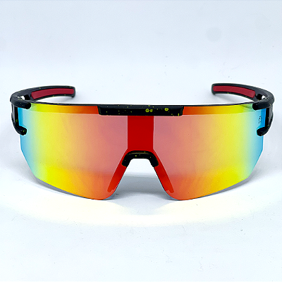 ÓCULOS DE SOL ESPORTIVO SNOW - PRETO C/ VERMELHO ESPELHADO