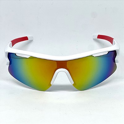 ÓCULOS DE SOL ESPORTIVO MAX - LARANJA ESPELHADO COM BRANCO