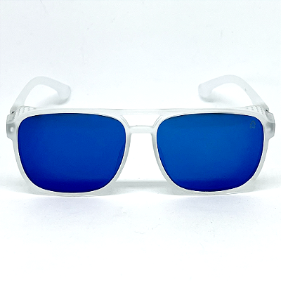 ÓCULOS DE SOL PEQUIM - TRANSPARENTE FOSCO COM AZUL ESPELHADO
