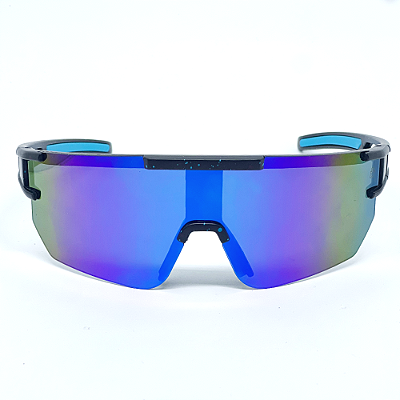 ÓCULOS DE SOL ESPORTIVO SNOW - PRETO PONTILHADO C/ AZUL ESPELHADO