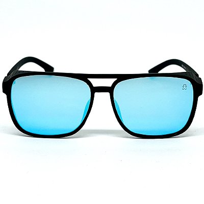 ÓCULOS DE SOL PEQUIM - AZUL BEBÊ ESPELHADO COM PRETO