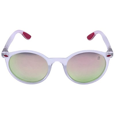 ÓCULOS DE SOL NAPOLI -  TRANSPARENTE FOSCO COM ROSE ESPELHADO C/ VERMELHO