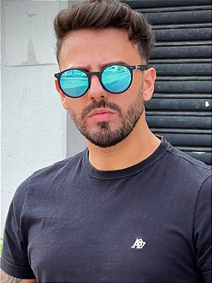 ÓCULOS DE SOL NAPOLI - AZUL ESPELHADO COM PRETO